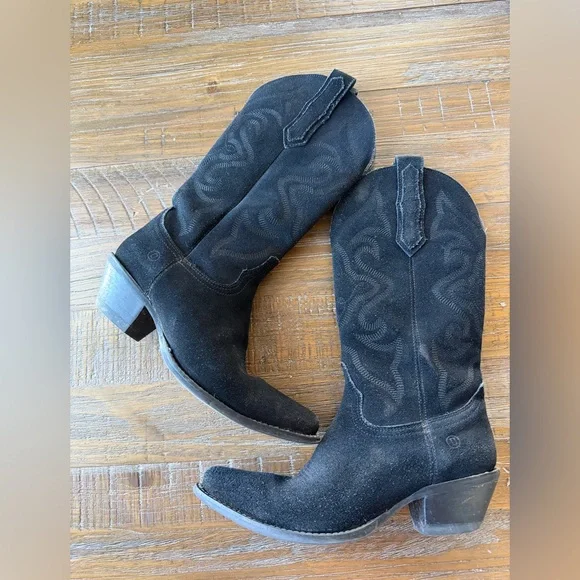 Dingo Black Suede Heeled Boots size 7 - Picture 1 of 5